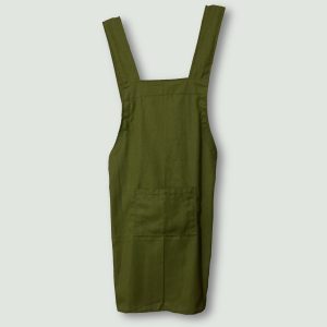 Sort de bucatarie din bumbac verde oliv, vedere fata.